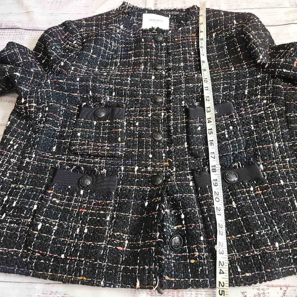 LK Bennett Angelica Black Multi Fleck Italian Tweed Jacket Classy Work US 16 - Picture 6 of 7